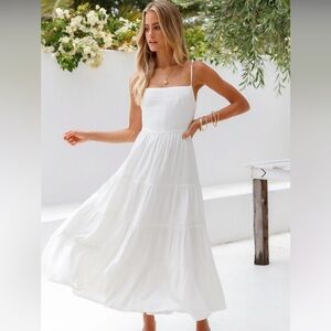 Hello Molly TRAIN INTO TOWN MIDI DRESS WHITE